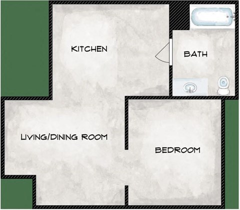 a floor plan of a house with a bathroom and a bathtub at Webster Court Senior Apartments, Kent, 98032